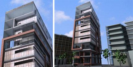 طراحی سه بعدی نمای ساختمان پزشکان کرمان